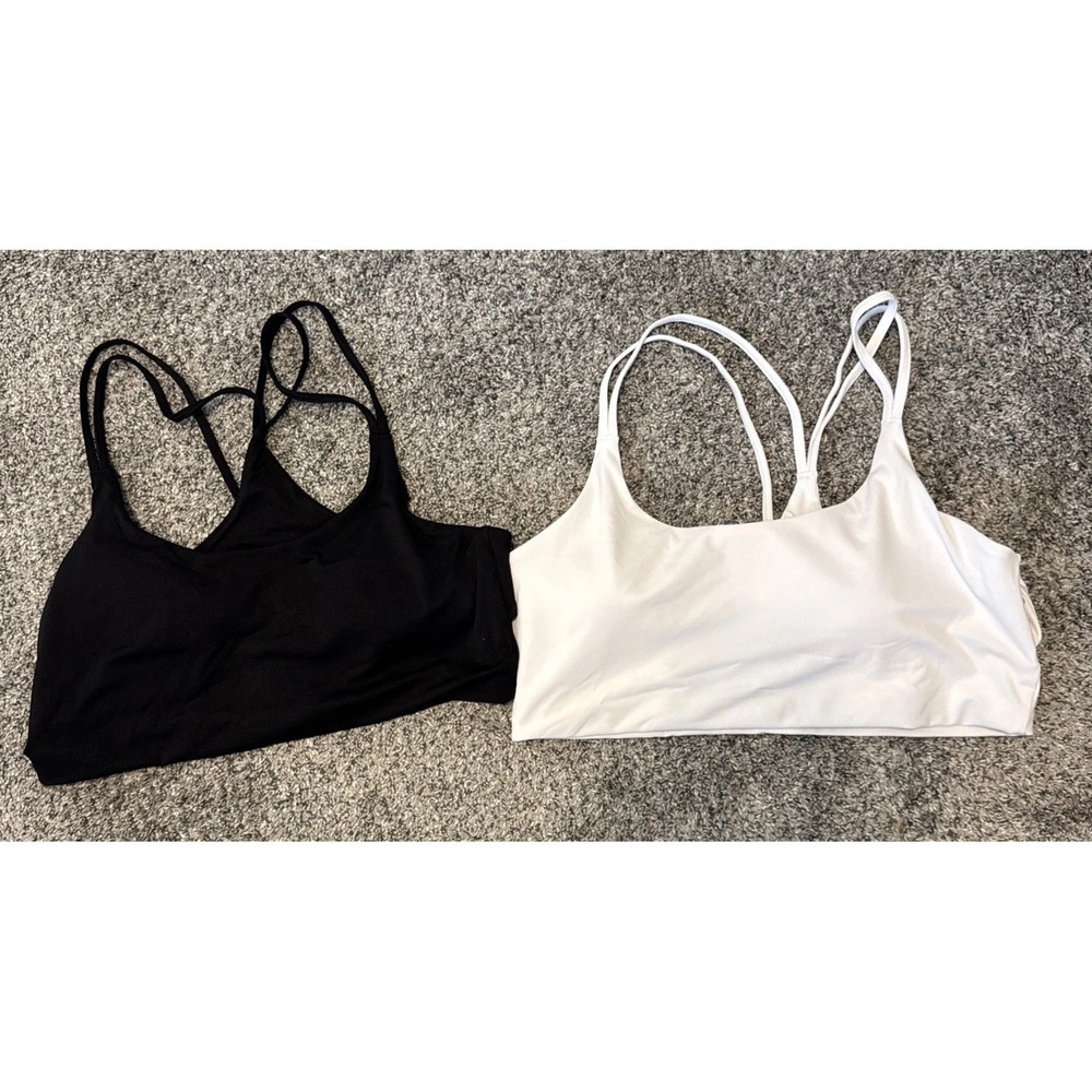 2 - XL Fabletics Black & White Shiny Sports Bra